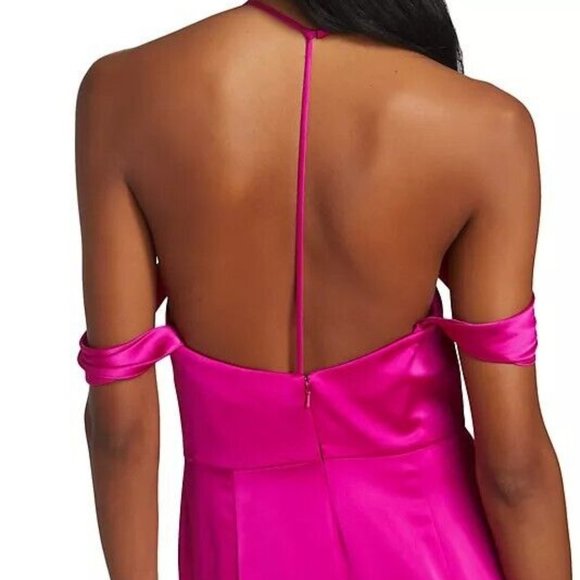 Vera Wang Bride Muriel Satin Open-Back Gown Dress Pink/ Fuchsia Size 4 - Picture 7 of 16